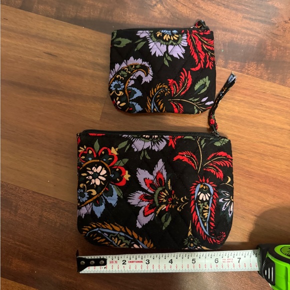 Vera Bradley Handbags - Vera Bradley Black Floral Paisley Quilted Cosmetic Pouches
